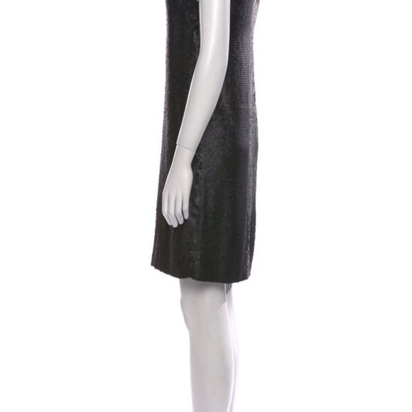 THEORY Sequin Dress Black Silk Maryanka Matte Stretch Mini Cap Sleeves A Line 10 - Picture 3 of 9